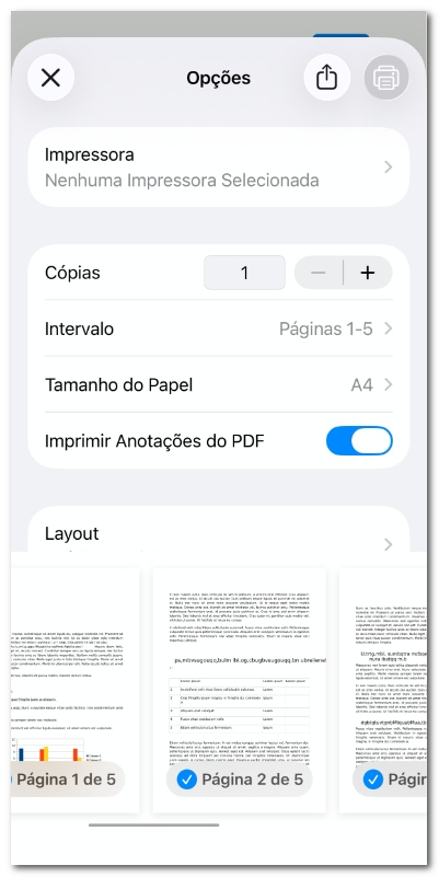 Personalizar as configurações de impressão no PDFgear para iOS