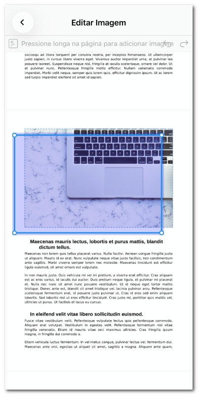Reposicionar a imagem no PDF no iOS