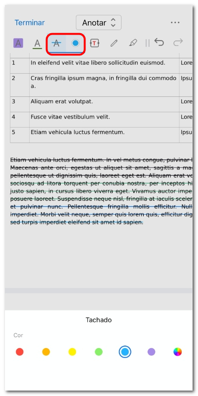 Riscar texto em PDF no iOS