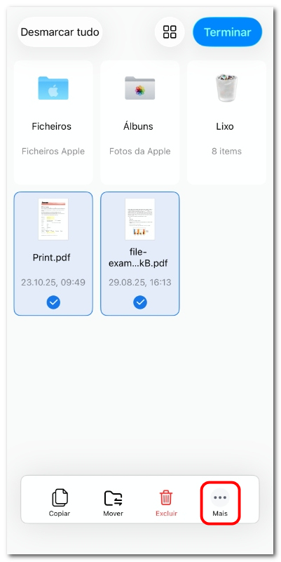 Selecionar arquivos PDF para zipar no PDFgear