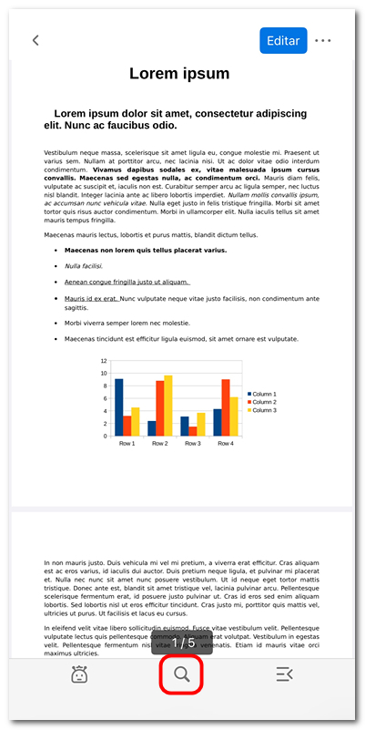 Toque no ícone de pesquisa