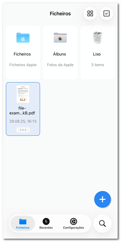 Toque para Abrir um Arquivo no PDFgear no iOS