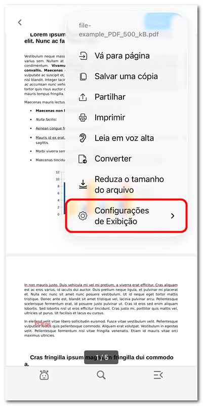 Verificar as configurações de visualização