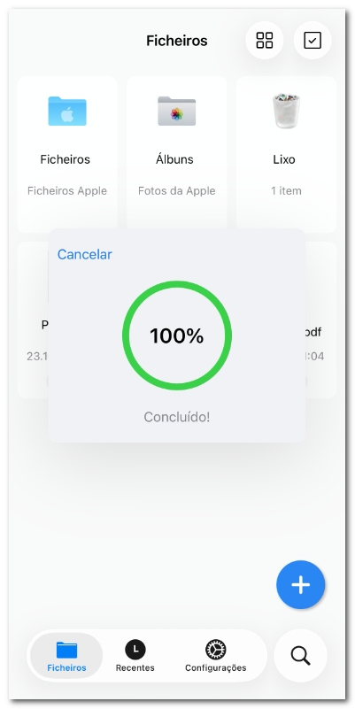 Verificar o progresso da combinação de arquivos