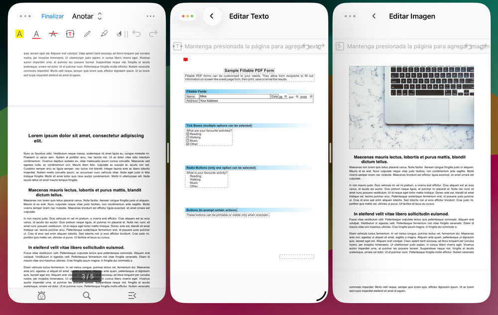 Visualizar e editar vários PDFs no iPad ao mesmo tempo