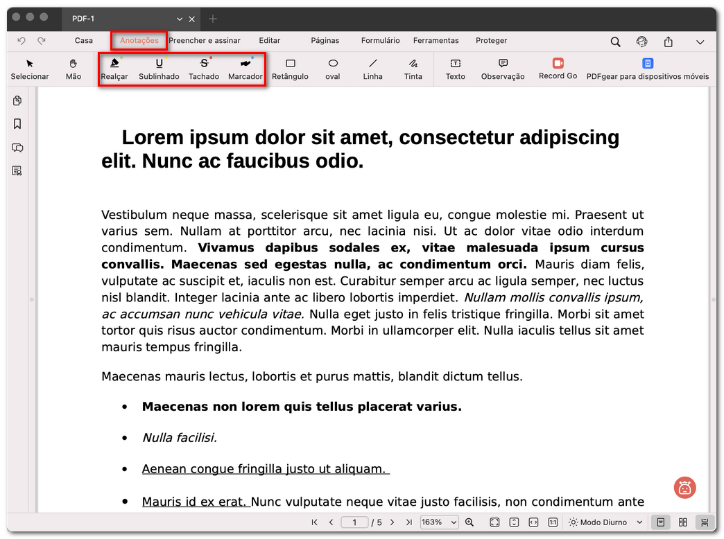 Abrir as ferramentas de marcação do PDFgear