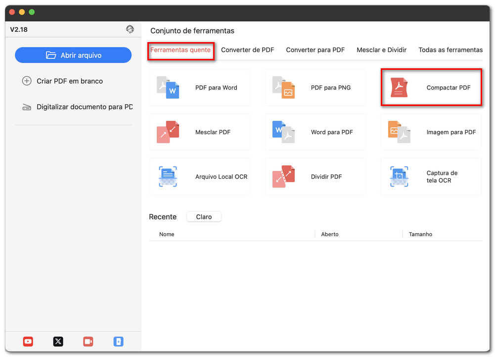 Abrir o compactador de PDF
