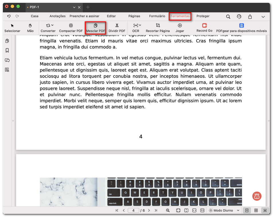 Abrir o mesclador de PDF