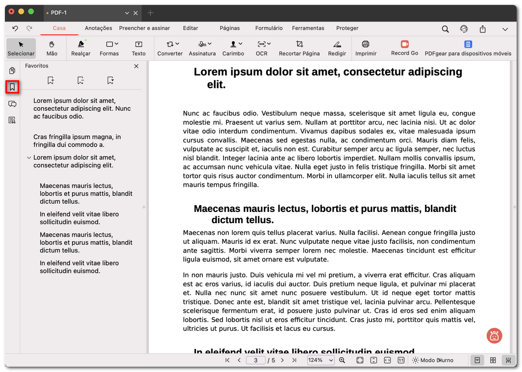 Abrir os marcadores em um PDF