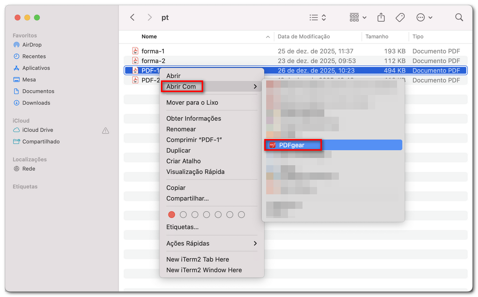 Abrir um PDF com o PDFgear no Mac