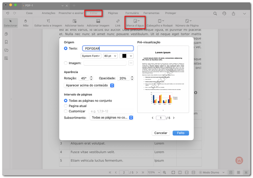 Adicionar e pré-visualizar a marca d’água