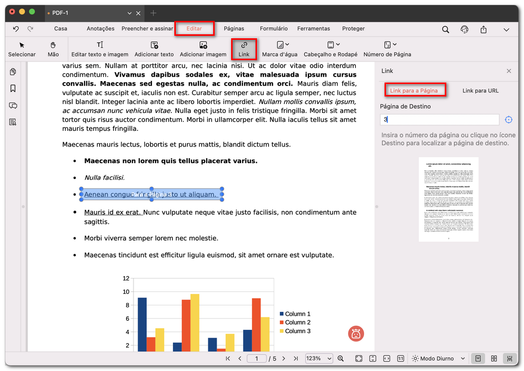 Adicionar link para página