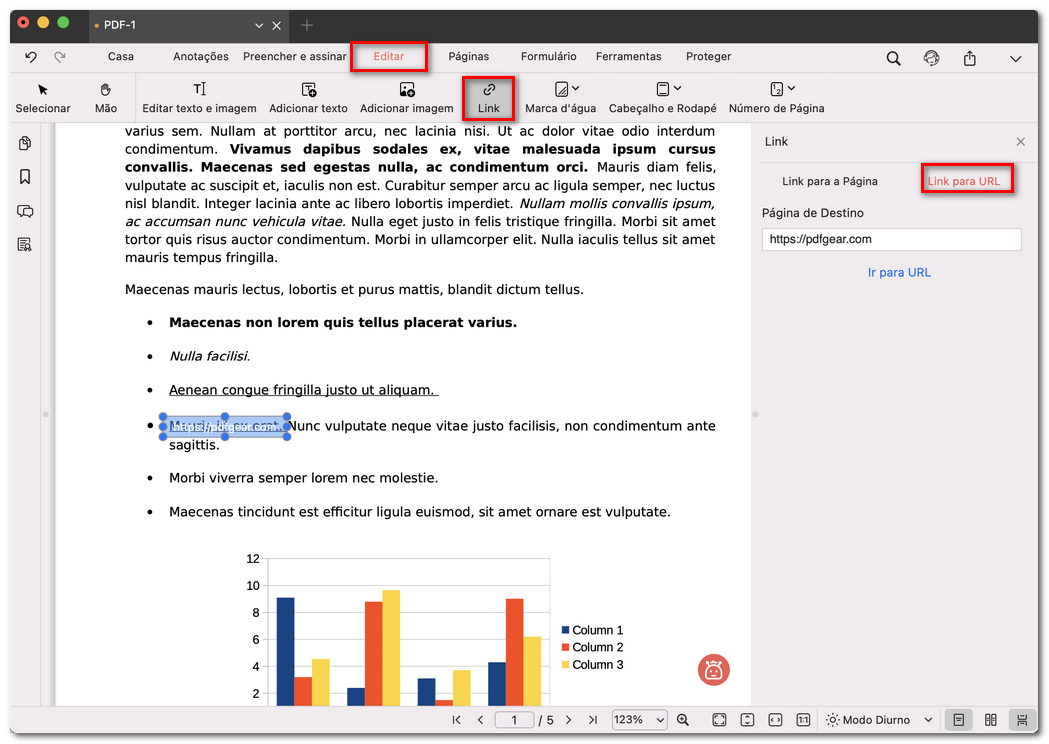 Adicionar link para URL