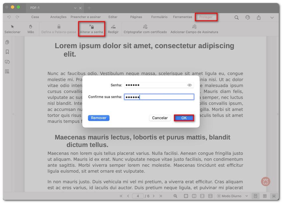 Alterar a senha do arquivo PDF