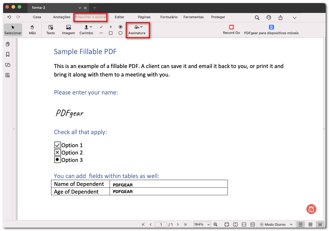 Assinar um PDF com o PDFgear