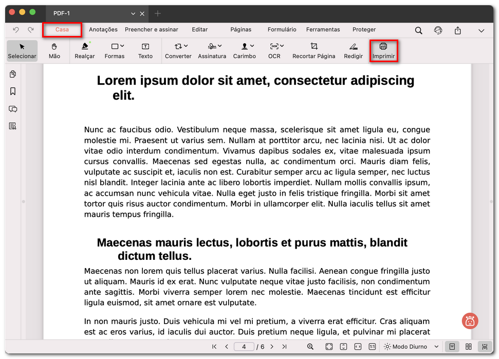 Clique no ícone da impressora