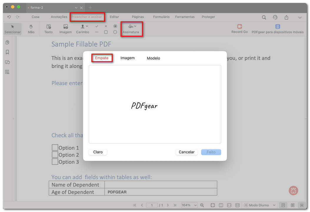 Criar uma assinatura manuscrita