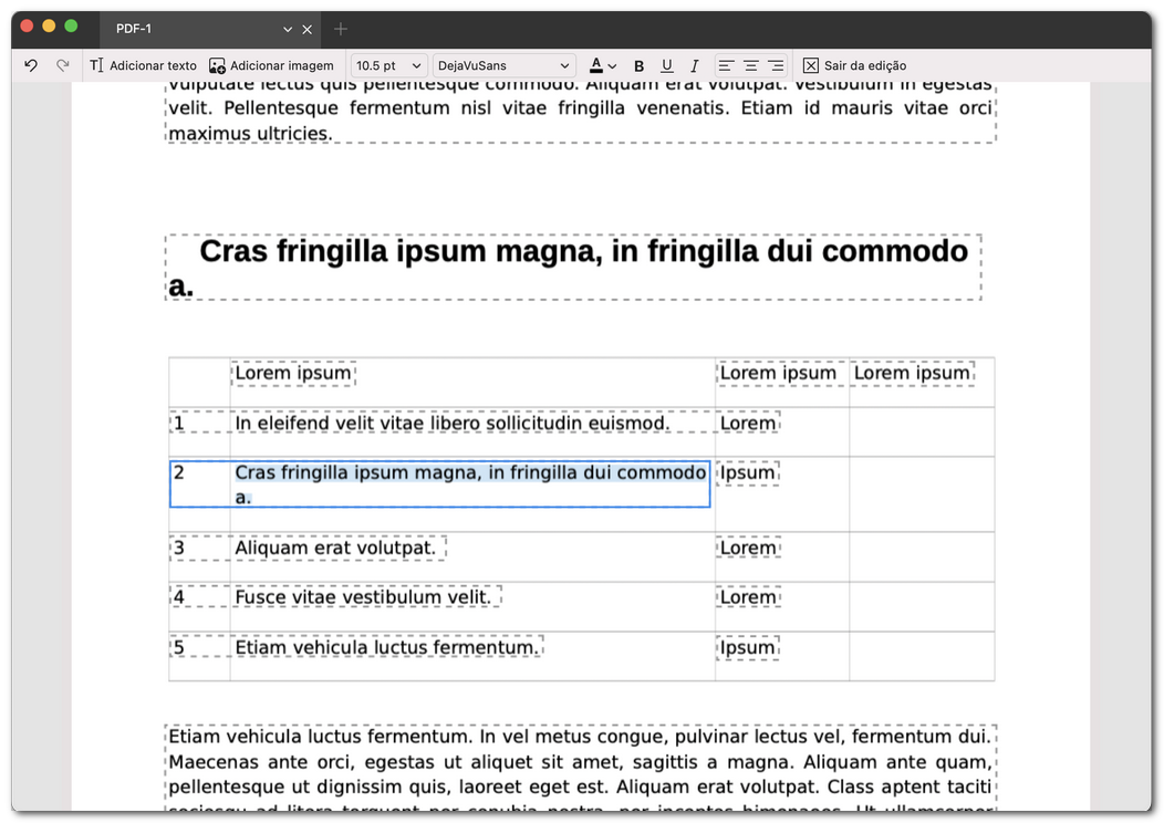 Editar o texto em PDF