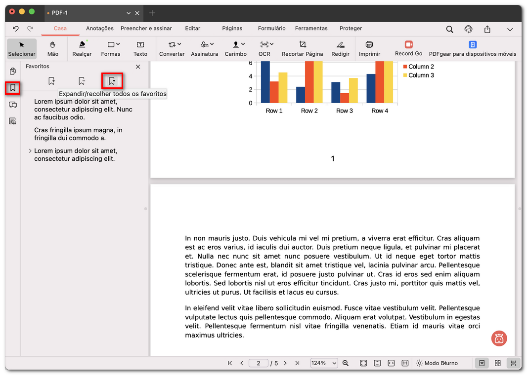 Expandir ou Recolher Todos os Favoritos em um PDF
