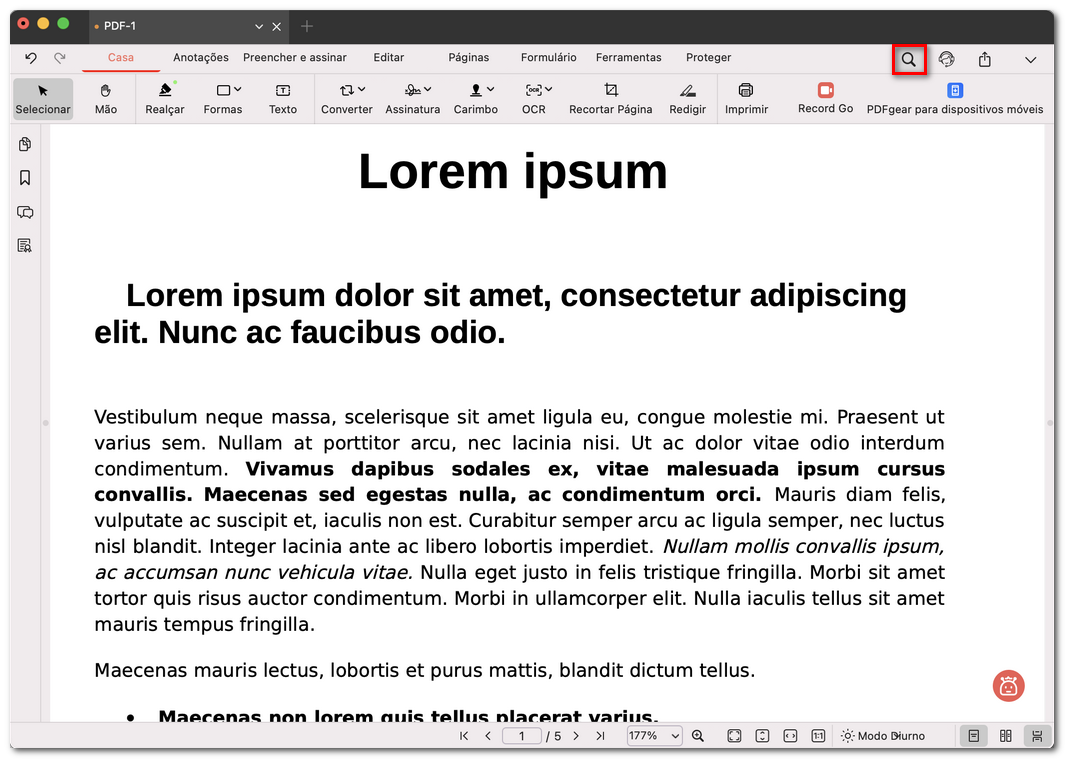 Ícone de pesquisa do PDFgear