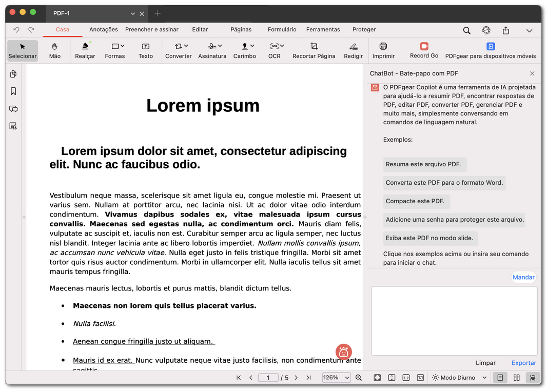 Iniciar um chat no PDFgear