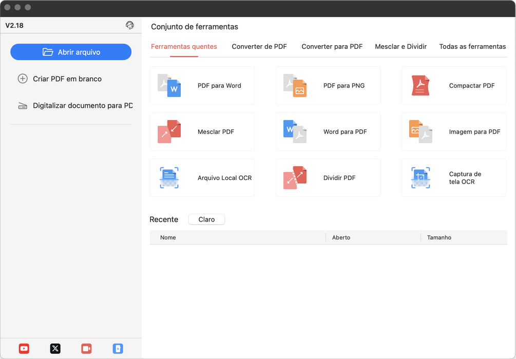 Interface do PDFgear para Mac