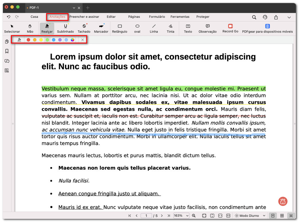 Marcar o texto no PDF