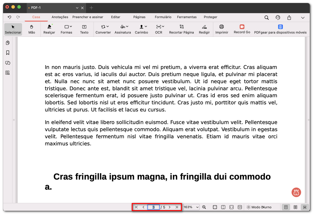 Navegando pelas páginas do PDF