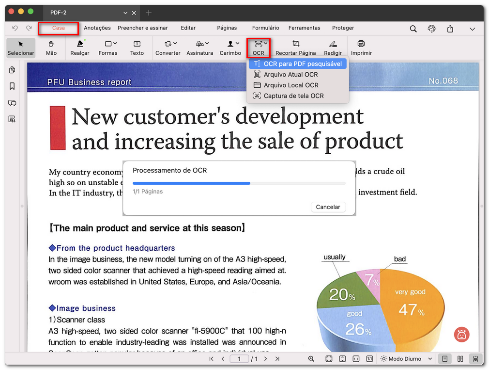 OCR para PDF pesquisável
