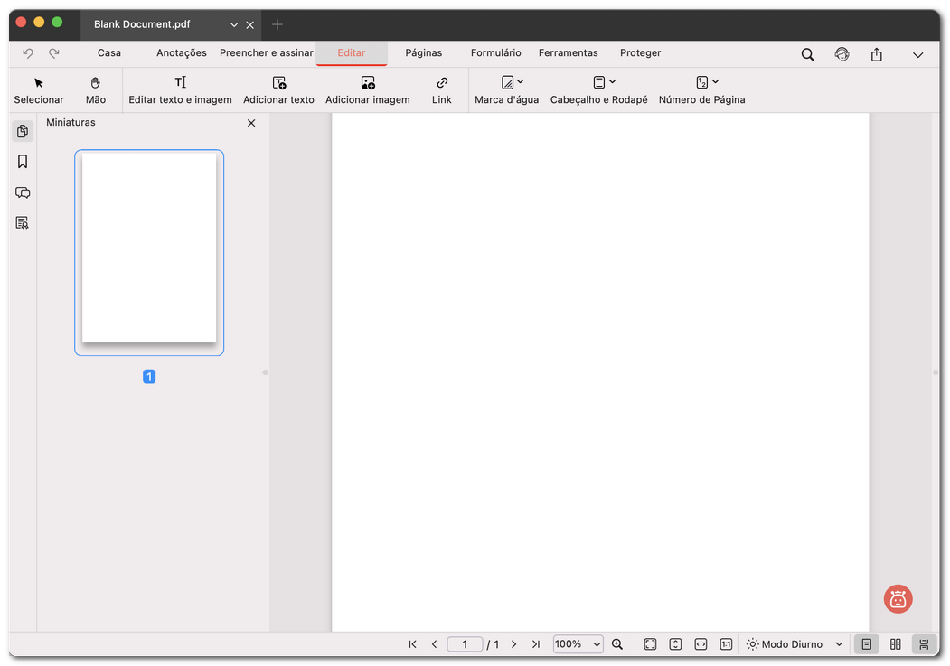 Personalizar o seu PDF em branco