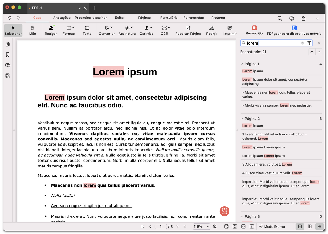Pesquisar texto em um PDF comum