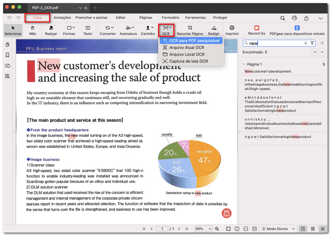Pesquisar texto em um PDF digitalizado