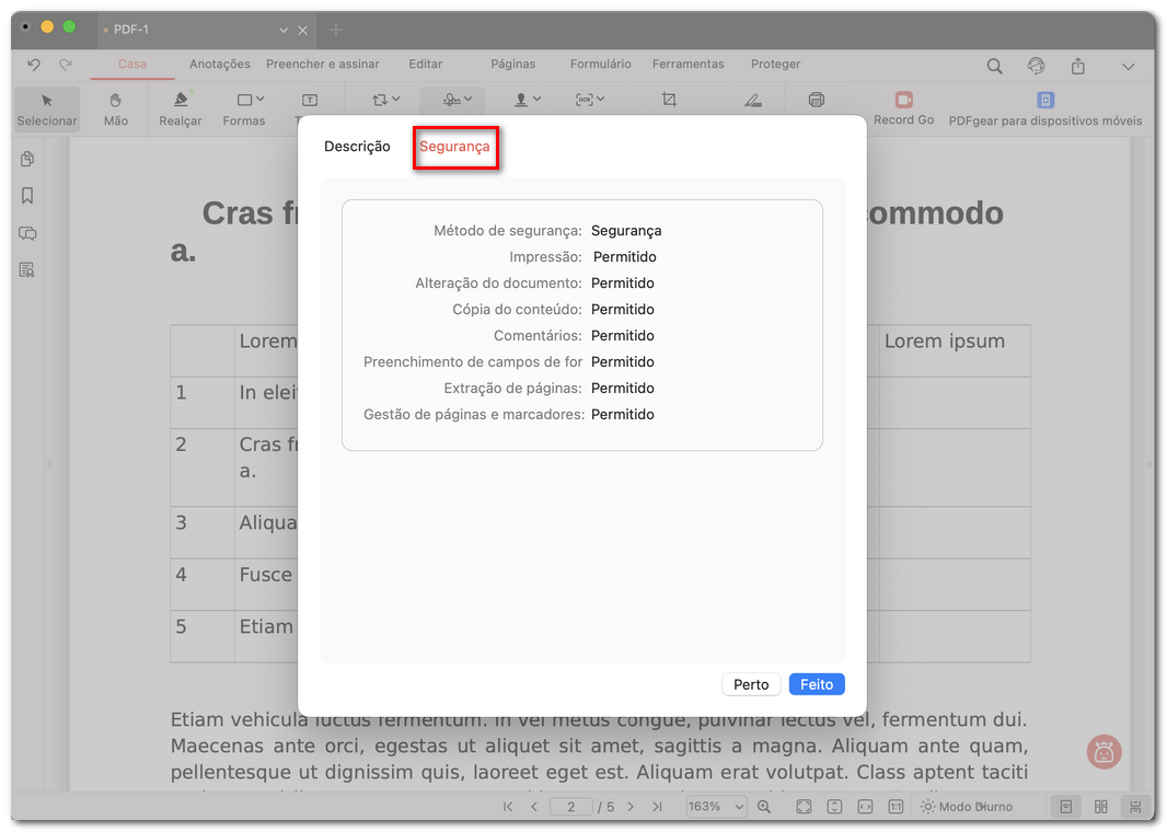 Verificar a segurança do PDF