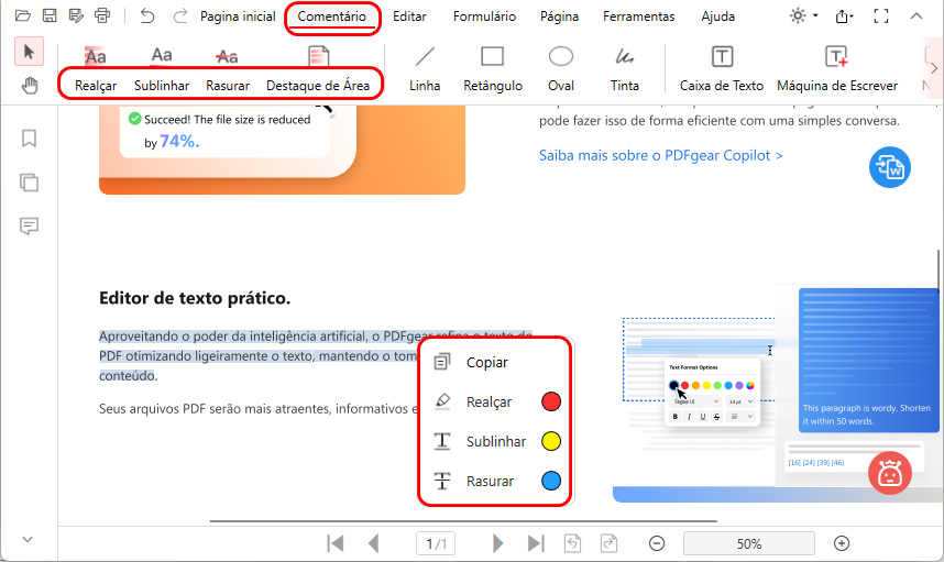 Abrir a Ferramenta de Marcação de Texto