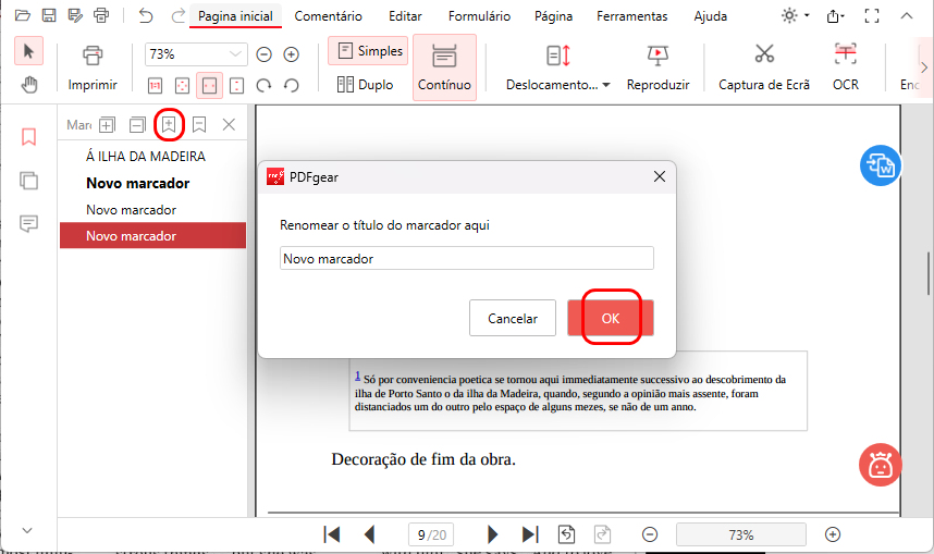Adicionar e Renomear o Marcador