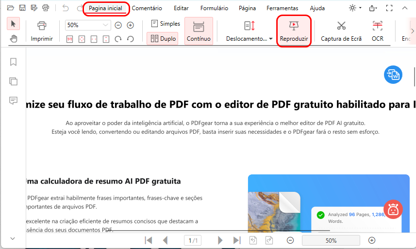 Apresentação de Slides de um PDF
