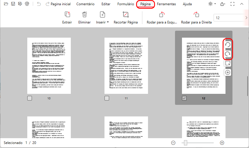 Atalho para Rotacionar uma Página do PDF