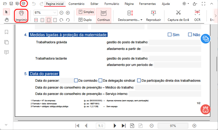 Clique no Ícone de Impressão