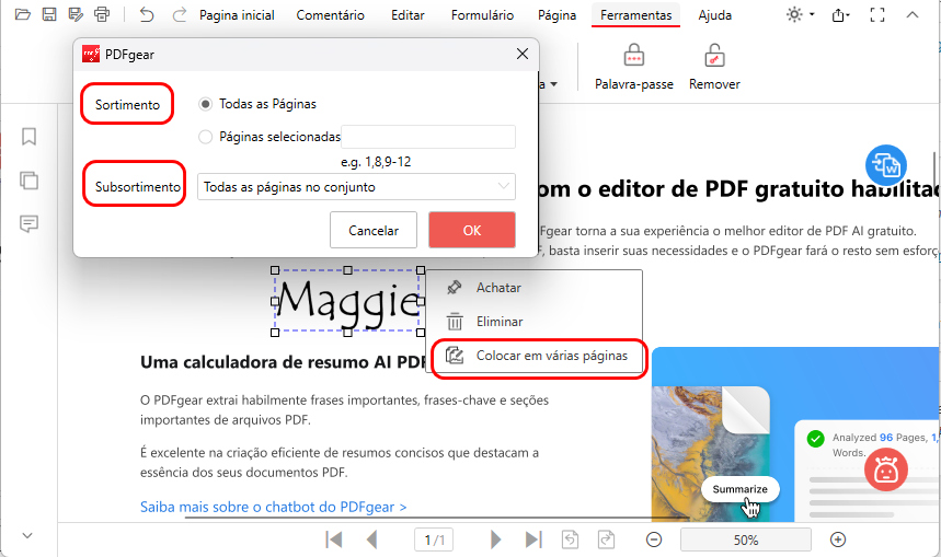 Colocar a Assinatura em Múltiplas Páginas