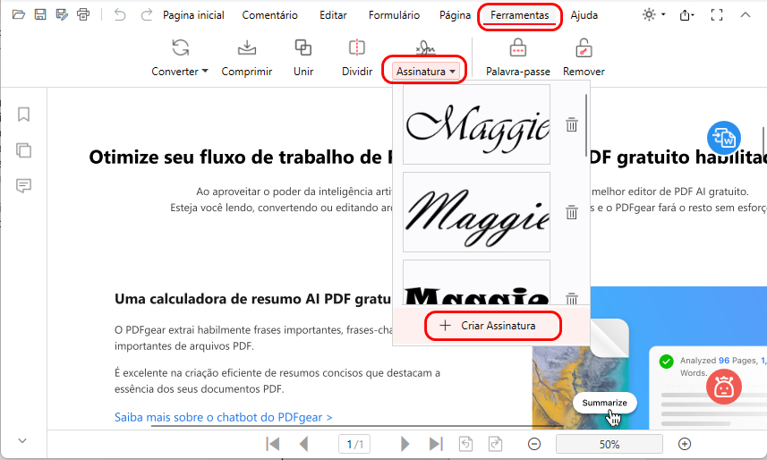 Criar uma Assinatura no PDF