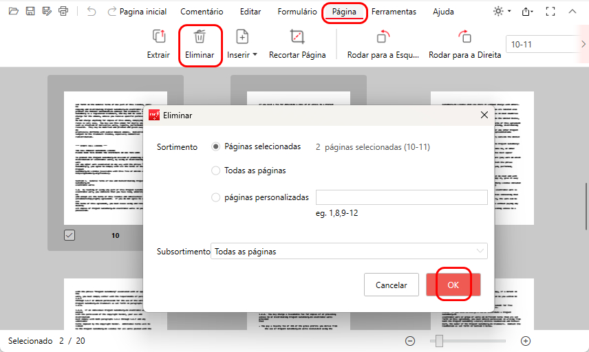 Excluir Páginas do PDF