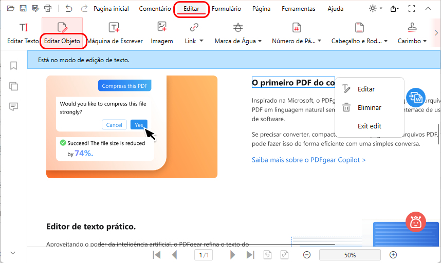 Editar Objeto de Texto no PDF