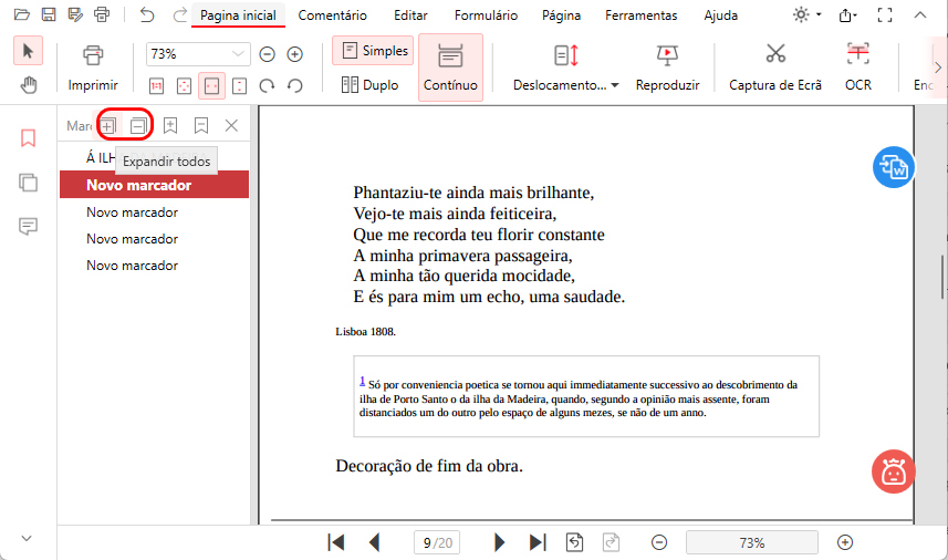Expandir ou Recolher Marcadores