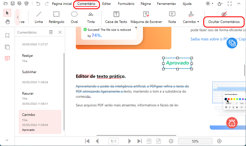Ocultar ou Mostrar a Anotação