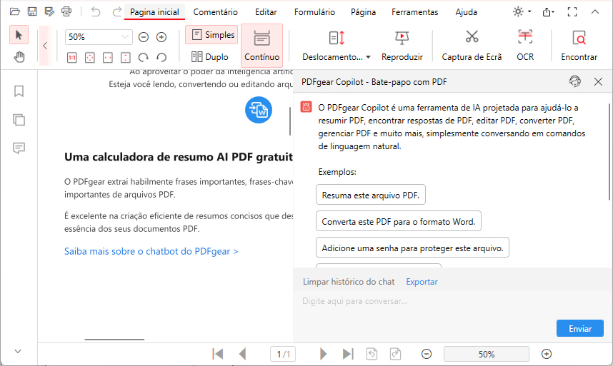 Interface do PDFgear Copilot