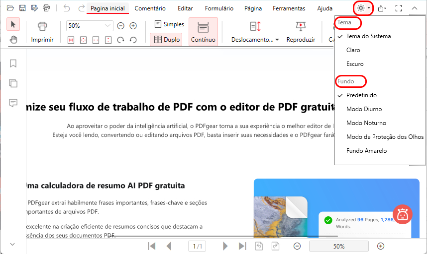 Exibição da Interface do PDFgear