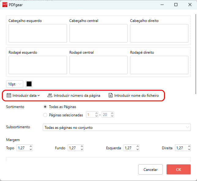 Personalizar Cabeçalho e Rodapé
