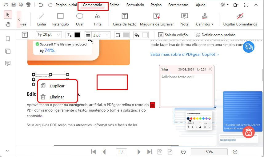Remover o Comentário de um PDF