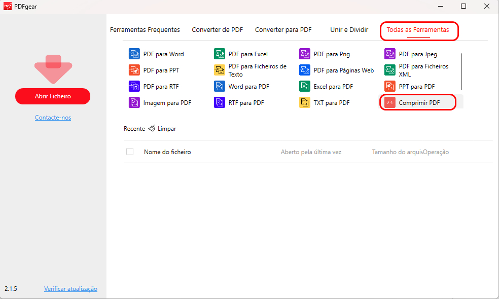 Abrir o Compressor de PDF