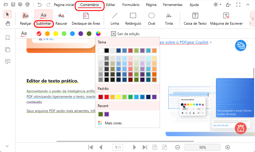 Sublinhar o Texto do PDF